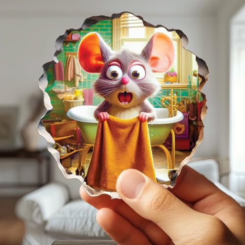 Funny 3D Mouse Shower Wall Sticker – Removable Mousehole Bathroom Décor for Kids or Whimsical Homes by MICESTERPIECE - style: ShowerMouse