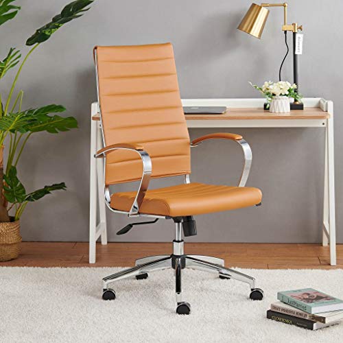 highback Chair Leather Home Office Desk Chairs Ergonomic Desk Chair and Computer Chair Black (4020-terracottta) - color: 4020-terracottta