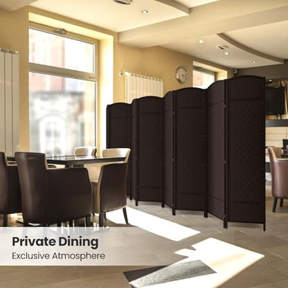 8 Panel Folding Room Divider,Woven Privacy Screen,Chocolate | Solid wood frame, handcrafted diamond pattern, 6FT tall, extends to 126 inches wide, no assembly required - color: Chocolate, size: 8-Panel