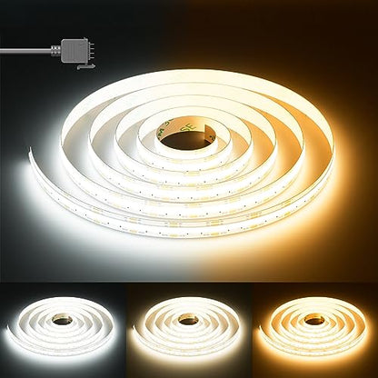 PAUTIX COB LED 스트립 라이트 화이트 CCT 조정 가능한 6400LED, CRI90+ 32.8피트/10m 조도 조절 가능 2700K-6500K 24V LED 테이프 조명, 캐비닛 아래 침실 주방 TV 거울 DIY 조명(어댑터 및 조광기 미포함) - size: 32.8ft(Strip ONLY)