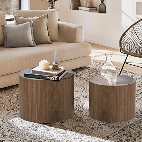 Walnut Nesting Coffee Table Set of 2 - color: Ca-walnut