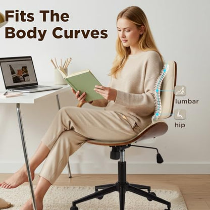 EROMMY Armless Office Desk Chair,Wooden Back Small Office Desk Chair No Arms Adjustable Height Modern Armless Chairs with Swivel Wheels for Small Spaces, Beige - color: Beige