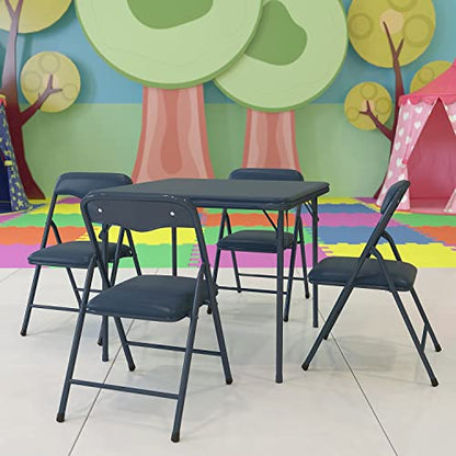 Flash Furniture Mindy Kids Navy 5 Piece Folding Table and Chair Set | Daycare and Classroom, Children's Activity Table, Portable - color: Navy, size: 5 Piece Set