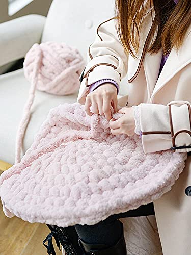 Chunky Knit Chenille Yarn for Hand Knitting Blankets, Super Soft Big Jumbo Blanket Yarn (Light Pink) - color: Light Pink