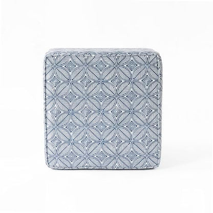 HomePop 18" Classic Square Storage Ottoman - Blue Indigo Print - color: Blue Indigo Print