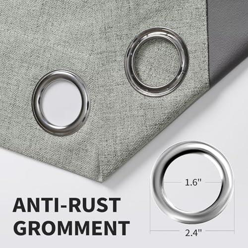 CUCRAF 100% Blackout Window Curtains 54 inches Long 2 Panels Set, Faux Linen Look Thermal Insulated Grommet Drapes, Room Darkening Curtain for Bedroom Living Room(W52 x L54 Inch, Grey Green) - color: Grey Green, size: 52"W x 54"L (Pack of 2)