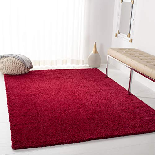 SAFAVIEH August Shag Collection Accent Rug - 2'3" x 4', Red, Solid Design, Non-Shedding & Easy Care, 1.2-inch Thick Ideal for High Traffic Areas in Entryway, Living Room, Bedroom (AUG900Q) - color: Red, size: 2'3" x 4' (Rectangular)