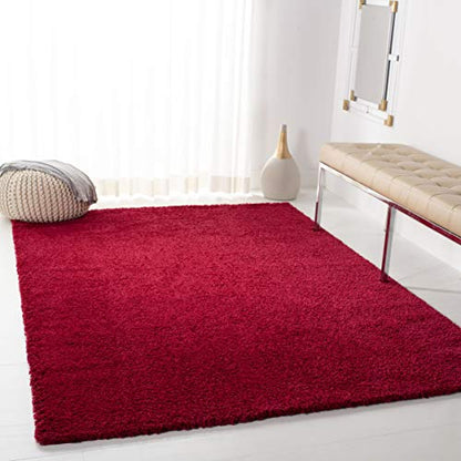 SAFAVIEH August Shag Collection Accent Rug - 2'3" x 4', Red, Solid Design, Non-Shedding & Easy Care, 1.2-inch Thick Ideal for High Traffic Areas in Entryway, Living Room, Bedroom (AUG900Q) - color: Red, size: 2'3" x 4' (Rectangular)