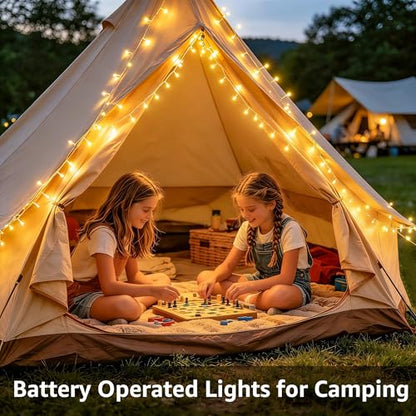 Ollny Fairy Lights Battery Operated, 100 LED 33FT Battery Powered String Lights, 8 Modes Waterproof LED Light for Bedroom Indoor Outdoor Camping Classroom Party Decor, Warm White - size: 33 FT