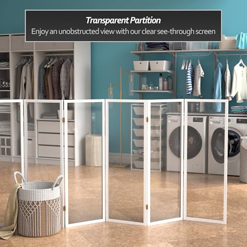 4 ft. Short Clear Plastic Partition White 6 Panel - color: White, size: 6 Panel
