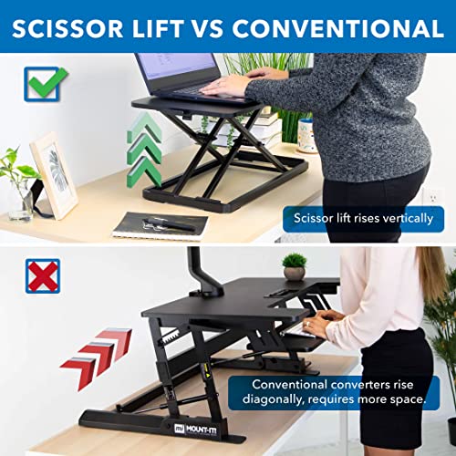 Mount-It! Standing Keyboard Tray, Height Adjustable Keyboard and Mouse Riser for Desk, Sit Stand Keyboard Platform, Large 23.6" x 11.8” Surface for Keyboard, Mouse or Laptop
