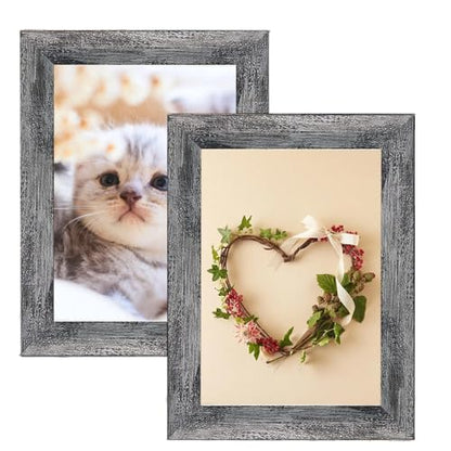 xnlkros Picture Frame Set 10 pack, Farmhouse Photo Frames, Gallery Wall Frame Collage, 8x10 5x7 4x6 Frames in 3 Different Finishes Picture Frames For Wall or Desk,Rustic Black - color: Rustic Black