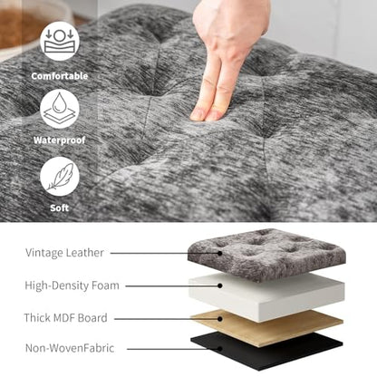 Storage Ottoman Bench, Rectangle 24" Velvet Foot Rest Stool Square Footstool for Living Room, Bedroom, Charcoal Grey - color: Charcoal Grey