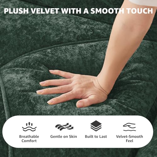 Green Loveseat Sectional Couches for Living Room, Velvet Fabric Boneless Couch, No Assembly Cloud Modular Sectional Sofa Love Seat with 1 Ottoman, Foam Couch Compressed Sofa Set, Sofas para Sala - color: Green, size: 2 Seater + 1 Ottoman