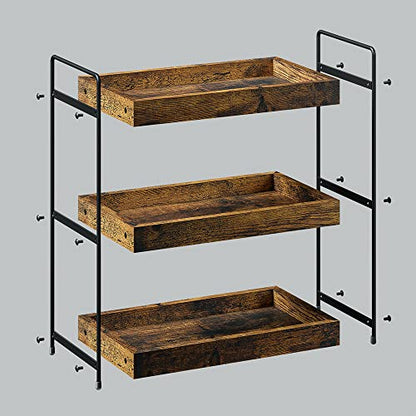 3-Tier Wood Bathroom Counter Organizer, Kitchen Spice Rack | Multi-use Vanity Shelf, Holds Skincare, Makeup, Perfume, Seasoning, Fits Sink, Dresser, Countertops - size: 3 Tier