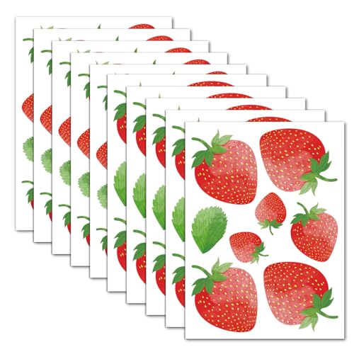 AOWDIAO 80 Pcs Strawberry Wall Decals – Peel and Stick for Bedroom, Kitchen, Bathroom & Nursery – Cute Strawberry Decor for Home & Party - style: Strawberry