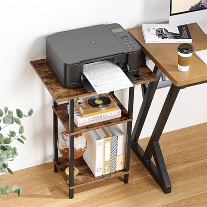 Asgolion Tall End Table with Charging Station, Tall Nightstand with Storage | 30 Inch Tall Side Table, Accent Table Stand, Small Entryway Table, Bedroom Tall Nightstand, Living Room, Office, Rustic Brown - color: Rustic Brown, size: 30"H
