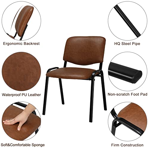 VINGLI 5-Pack Waiting Room Chairs, Stackable Chair for Office, Pu-Rustic | Stacking Chairs, Armless Church Chairs, Space-saving, Guest & Reception, Office Lobby, Business Hall - color: Pu-rustic, size: 5-pack