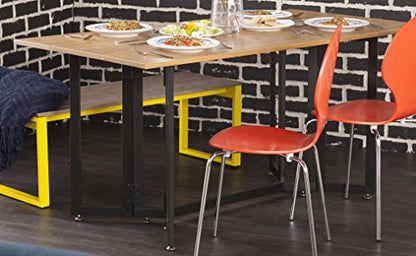 SEI Furniture - Holly & Martin Driness Drop Leaf Table - Oak with Black - Transitional Design, Brown Iron and Wood - Ideal for Dining Room, Kitchen (DN7448) - color: Weathered Oak, Black