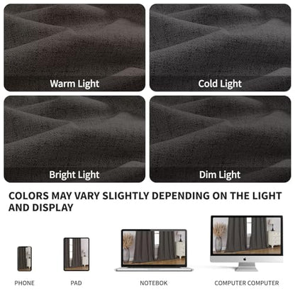 CUCRAF 100% Blackout Window Curtains 90 inches Long 2 Panels Set, Faux Linen Look Thermal Insulated Grommet Drapes, Room Darkening Curtain for Bedroom Living Room(W52 x L90 Inch, Grey) - color: Grey, size: 52"W x 90"L (Pack of 2)