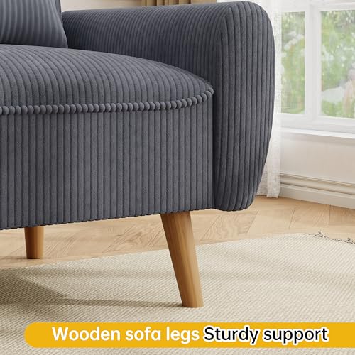 47'' Small Loveseat Sofa, 2 Seat Compact Couch with Tapered Legs, Dark Grey Upholstered Furniture, Solid Wood Frame, Comfy Foam Cushion, Easy Assembly for Small Spaces - color: Dark Grey