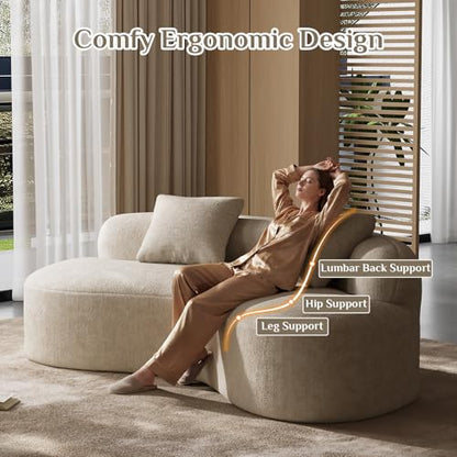 79" Curved Loveseat, Boneless Deep Seat Boucle Cloud Sofa, Brown | Curved boneless design, deep plush seating, soft boucle upholstery and 2 pillows deliver cloud-like comfort for living rooms. - color: Brrown