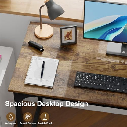 FDW 39 inches Computer Desk, Modern Simple Style Desk for Home Office, Study Student Writing Desk,Brown - color: Brown, size: 40 Inches