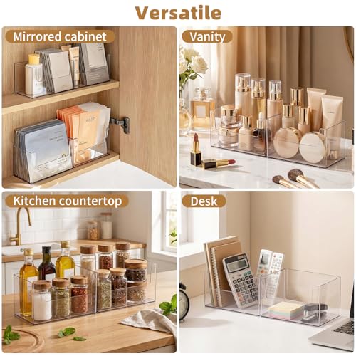 PAVSTINE 2 Pack Clear Medicine Cabinet Organizer, Slim Open Face Mask Storage Box for Sheet Masks and Skincare, Space-Saving Makeup Holder for Bathroom, Vanity, Countertop - size: U-shaped Clear