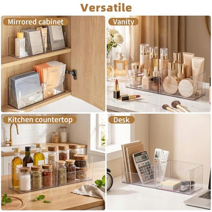 PAVSTINE 2 Pack Clear Medicine Cabinet Organizer, Slim Open Face Mask Storage Box for Sheet Masks and Skincare, Space-Saving Makeup Holder for Bathroom, Vanity, Countertop - size: U-shaped Clear