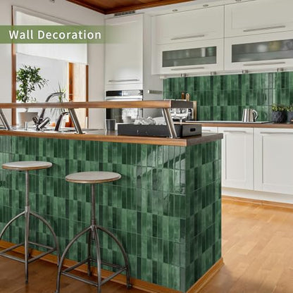 10 Sheets Upgraded Thicker Design Subway Tile Peel and Stick Backsplash | 12”×12”Self Adhesive Wall Tiles Stick on Back Splash for Kitchen,Bathroom,Camper(Forest Green) - color: Forest Green