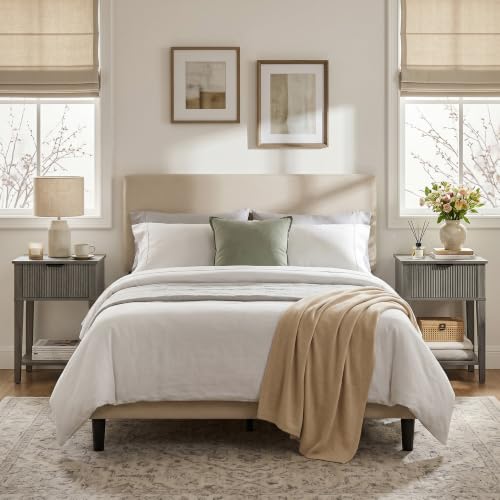 FuniXpress Small Nightstand, 15" Wide, Drawer Shelf, Weathered Gray Fluted | Weathered gray tone, clean fluted front, 11.8-inch slim depth, smart storage, fits guest rooms or small spaces - color: Weathered Gray