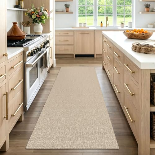 Washable Runner Rug, Non Slip Walkway Runner, 3x7 Ft, Sand/Beige | Washable Braided Runner Carpet, Non Slip Rubber Dot Backed, For Hallway, Kitchen, Entryway, Bedroom, Laundry Room, Foyer - color: Sand/Beige, size: 3' x 7' (Rectangular)