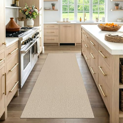 Washable Runner Rug, Non Slip Walkway Runner, 3x7 Ft, Sand/Beige | Washable Braided Runner Carpet, Non Slip Rubber Dot Backed, For Hallway, Kitchen, Entryway, Bedroom, Laundry Room, Foyer - color: Sand/Beige, size: 3' x 7' (Rectangular)