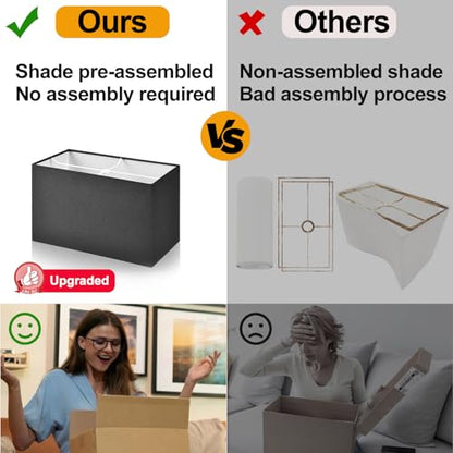 21" Touch Bedside lamps with 2 USB & AC Outlets, 3-Way Dimmable Bedside Table Lamps Set of 2 for Bedroom Living Room Office Reading, Black Shade Lamps for Night Stands, 5000K LED Bulbs Included - color: (2 Pack)-Black Linen& Brushed Nickel(Base)-5000K Bul