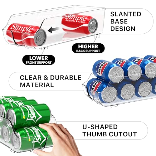 Simple Houseware 4-Pack Assorted Can Organizer for Refrigerator/Pantry | Clear, Set of 4 - size: 4 Pack, style: Mixed