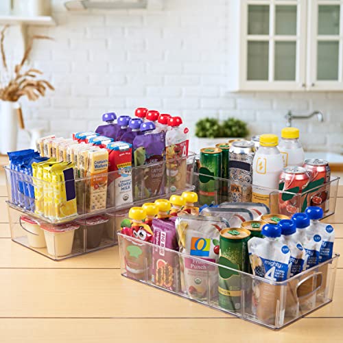 ClearSpace Pantry Storage Bins with Removable Dividers, XL, 4 Pack | Pantry storage bin for organizing food items, kitchen essentials, and refrigerator storage - size: 15"L x 7.5"W x 3.5"H