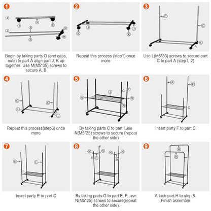 Double Rod Garment Rack with Wheels, Heavy Duty Clothing Racks for Hanging Clothes, Multi-functional Rolling Clothes Organizer, Portable Clothes Rack - size: 19.7"D x 31.3"W x 62.6"H