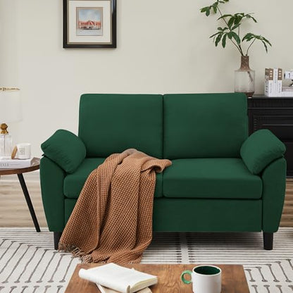 Small Loveseat Sofa, 57" Mid Century Modern Love Seat, 2 Seater Couches for Living Room, Bedroom, Small Spaces, Green - color: Green
