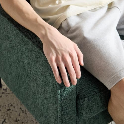 VINGLI Upholstered Chenille Accent Chair for Living Room, Bedroom, Mid-Century Modern Arm Chair Comfy Reading Chair with Scooped Arms (1, Dark Green) - color: Dark Green