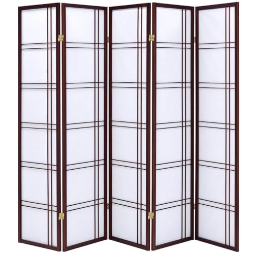 Legacy Decor 5 Panels Room Divider Privacy Screen Lattice Design 5.9 ft Tall x 7.3 ft Wide Cherry - color: Cherry, size: 5 Panel