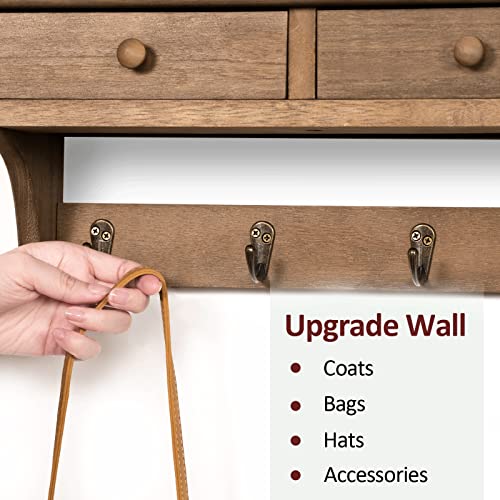 Emfogo Coat Hooks Mounted, Rustic Wood Coat Rack Mount Shelf with Hooks, Farmhouse Coat Rack with Shelf & Coat Hook for Entryway, Mudroom, Bedroom, Kitchen, Bathroom(Walnut) - color: Walnut