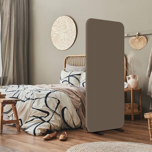 DECOLAB Standing Room Partition, Portable Wall Panel, 29"x65", Taupe | Space Privacy Divider. For Studio Apartment, Office, Home, Classroom. Scratch Resistance. - color: Taupe