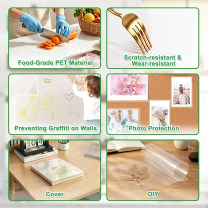 Shackcom Clear Contact Paper Roll Self-Adhesive Kitchen Backsplash Wall Protector 23.6in X 9.84ft - Used as Shelf Drawer Liner, Whiteboard, Wallpaper, Cat Dog Scratch Protector - size: 23.6"W x 118"L