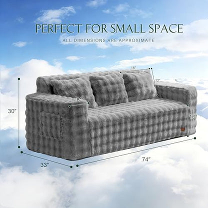 ZurNesfure Sofa Couch 3-Seater Boneless Sofa with Pillow Grey,3-Seater | No Assembly Need, Modern Couch with deep seat and Washable Cover Cloud Sofa for Living Room Bedroom Apartment - color: Bubble Grey, size: 3-seater