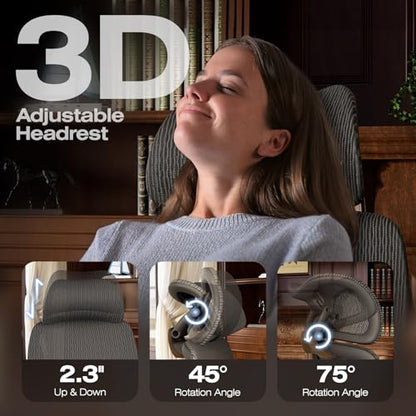 X100 Ergonomic Mesh Office Chair with Footrest, Big and Tall Home Desk Chair with 5D Flip-Up Arms, Adjustable 3D Lumbar Support, Gaming & Executive Computer Chair (Library Oak) - color: Library Oak