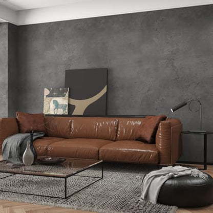 16"×354" Dark Grey Black Concrete Wallpaper Peel and Stick 3D Thick Faux Concrete Cement Contact Paper Vinyl Wrap Stained Matte Textured Waterproof Wall Sticker for Walls Bathroom Garage Living Room - color: Dark Gray, size: 16" x 354"