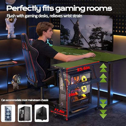 24In Large PC Stand, 5 Levels Height Adjustable Computer Tower Stand with Wheels and Hooks, CPU Holder Cart for Floor, Carpet and Under Desk, Easy Assembly（NOT Including Power Strips） - color: Black