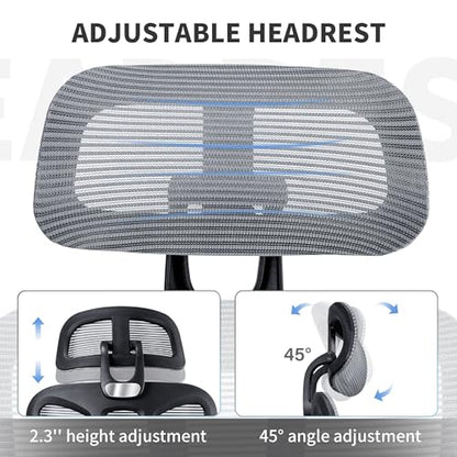 Ergonomic Office Chair with Footrest, 90-135° Reclining High Back Desk Chair with Lumbar Support, 2D Headrest, 4D Armrests, Computer Chair for Long Hours, Dark Grey - color: Dark Grey