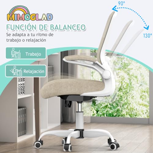 Mimoglad Home Office Chair, High Back Desk Chair, Ergonomic Mesh Computer Chair with Adjustable Lumbar Support and Thickened Seat Cushion (Modern, Beige) - color: Beige