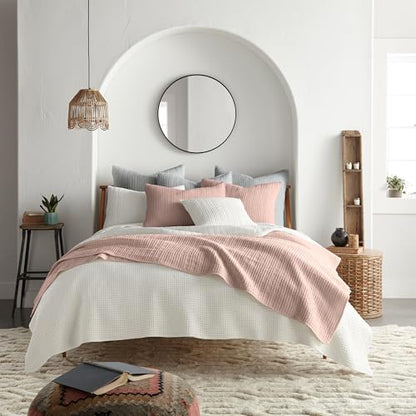 Levtex Home - Mills Waffle - Twin Quilt Set - Cream Cotton Waffle - Quilt Size (68 x 86in.), Sham Size (26 x 20in.) - color: Cream, size: Twin Quilt